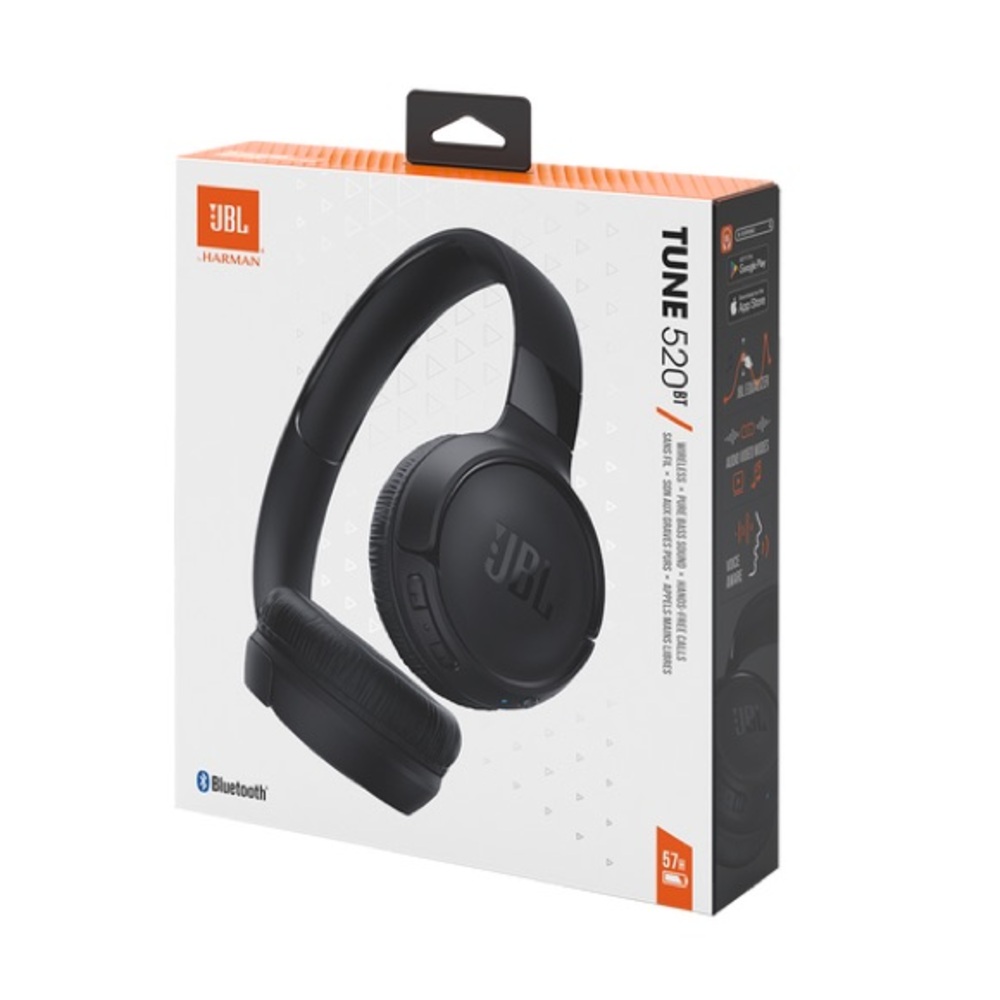 JBL by Harman Tune 520BT Black Bluetooth Headphones